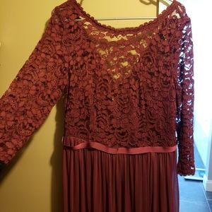 David's Bridal wine bridesmaid dress